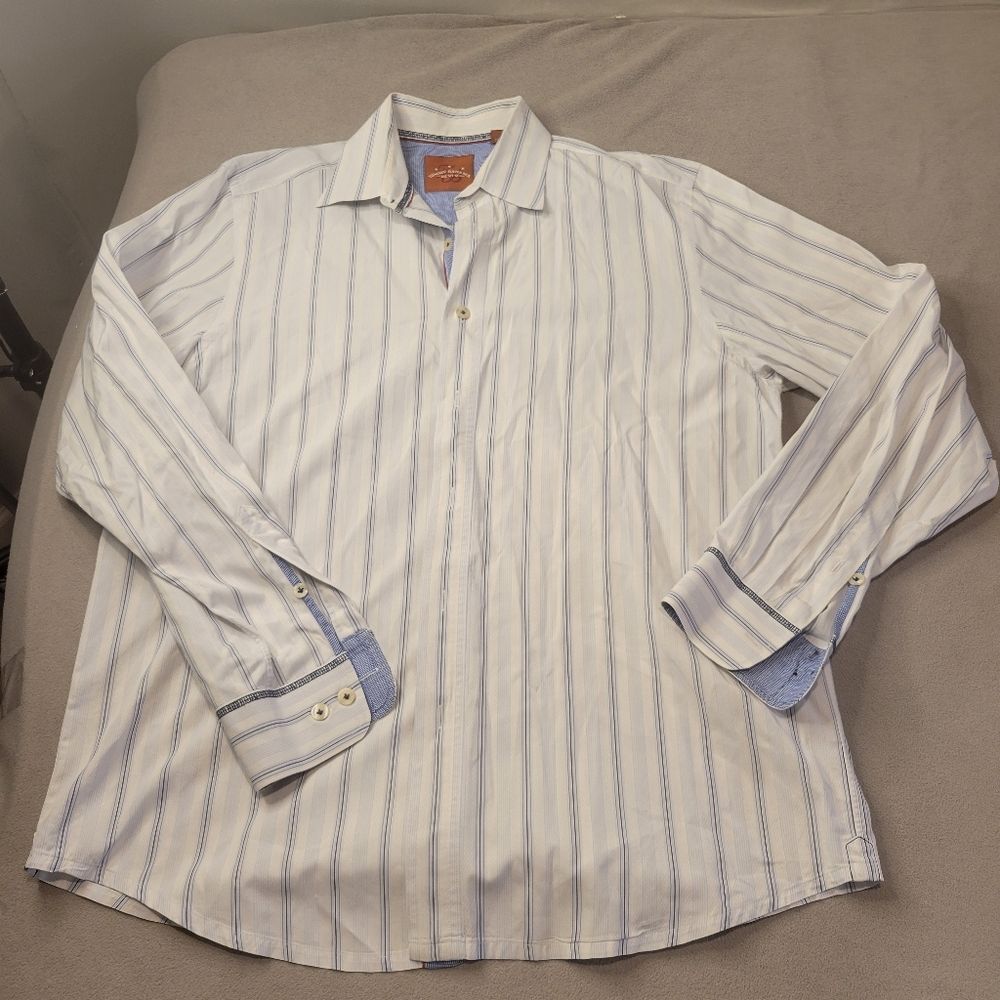Tommy Bahama Stripes Long Sleeves Button Down Shirt Size Large